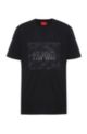 Cotton-jersey T-shirt with snake-print logo, Black
