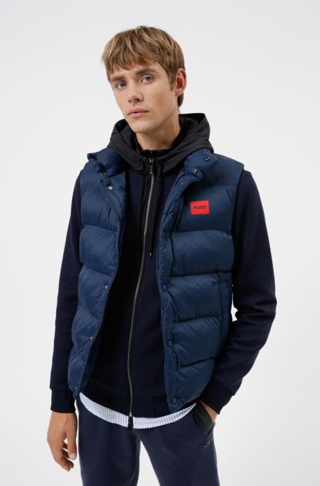 Hugo Water Repellent Gilet In Recycled Fabric With Logo Label