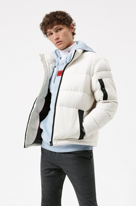 Manifesto-logo quilted down jacket in recycled fabric, White