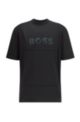 Relaxed-fit T-shirt in patchwork cotton with silicone logo, Black