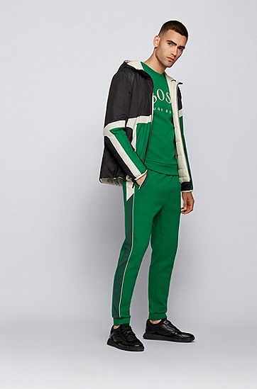 弧形徽标棉混纺修身运动衫,  310_Medium Green