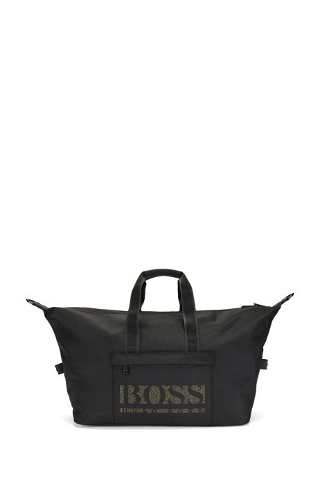 Holdall in recycled nylon with pixellated logo, Black