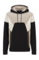 Colour-blocked hooded sweatshirt in a cotton blend, Black