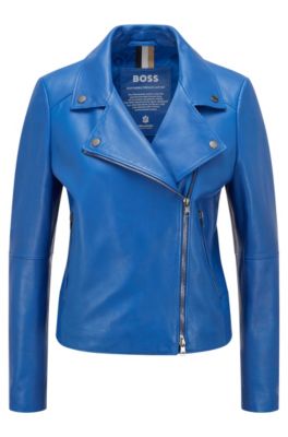 Damen Bekleidung Jacken Lederjacken BOSS by HUGO BOSS Lederjacke in Blau 