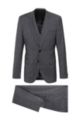 Three-piece extra-slim-fit suit in checked virgin wool, Grey