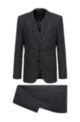 Three-piece extra-slim-fit suit with micro pattern, Black