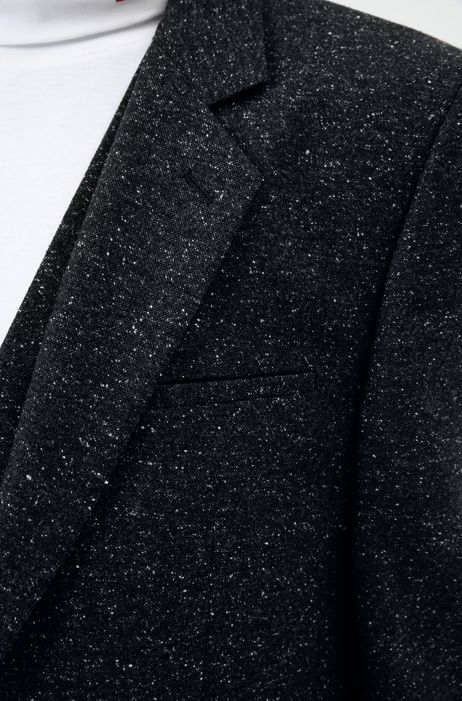 Fashion Blazers Long Blazers HUGO Hugo Boss Long Blazer light grey-black flecked business style 