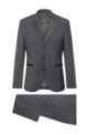 Packable slim-fit suit in washable performance-stretch fabric, Dark Grey