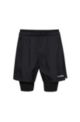 Hybrid sports shorts with decorative reflective logo, Black