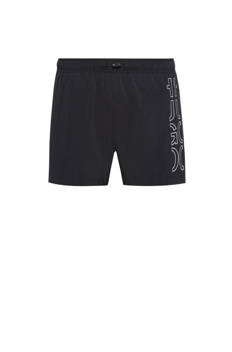Quick-dry swim shorts in REPREVE® fabric with logo, Black