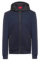 Zip-up cotton-blend hoodie with technical-fabric contrasts, Dark Blue