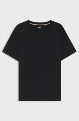 T-shirt coupe d&eacute;contract&eacute;e en jersey de coton, Noir