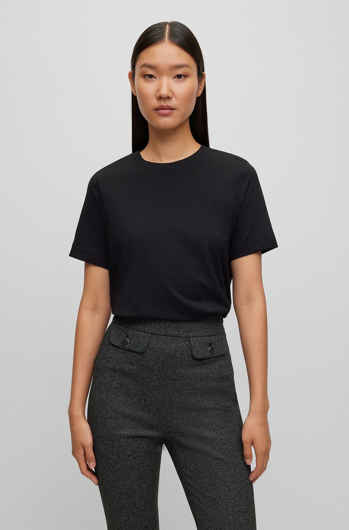 T-shirt relaxed fit in jersey di cotone, Nero