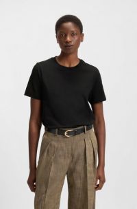 T-shirt slim fit in jersey di cotone, Nero