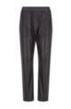 Relaxed-fit tracksuit bottoms in faux leather, Black