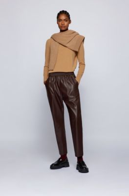 BOSS - Relaxed-fit cropped jacket in boiled wool