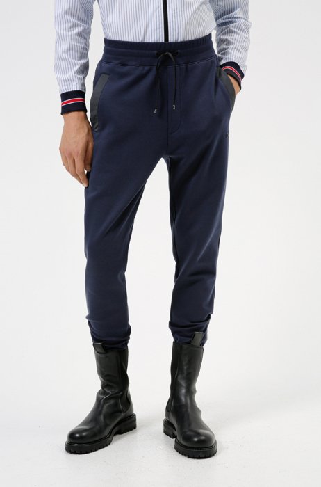 Relaxed-fit tracksuit bottoms with contrast details, Dark Blue