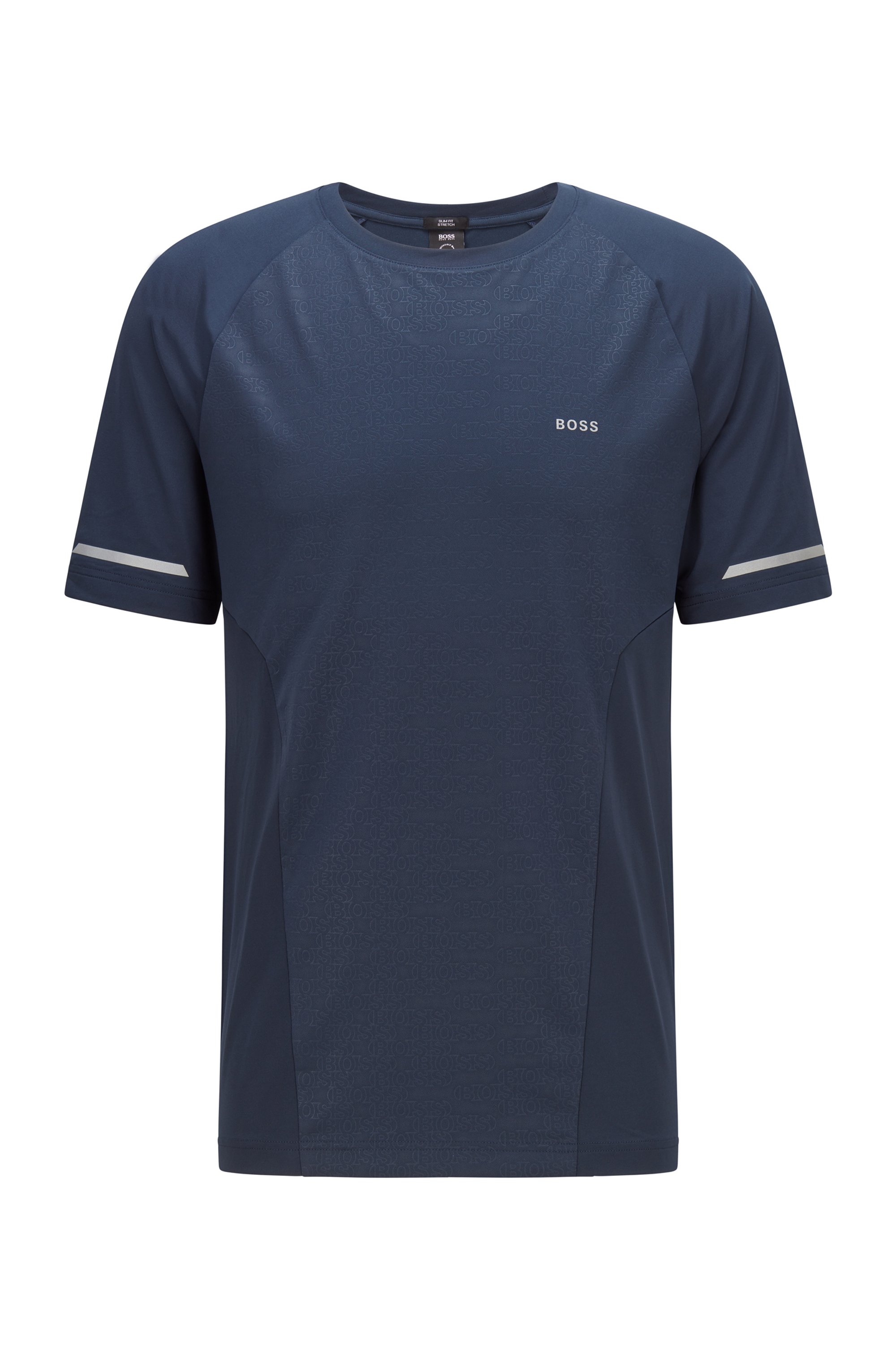 T-shirt Slim Fit à logo avec détails réfléchissants décoratifs, Bleu foncé