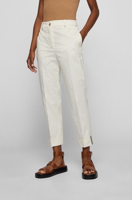Relaxed-fit chinos in stretch-cotton twill with turnups, White