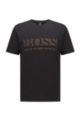 Cotton T-shirt with pixel-print logo, Black