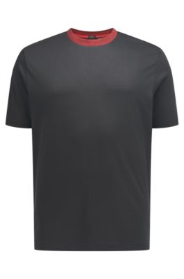 BOSS - Slim-fit T-shirt in interlock cotton with structured collar