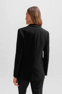 Relaxed-fit jacket in crease-resistant Japanese crepe, Black