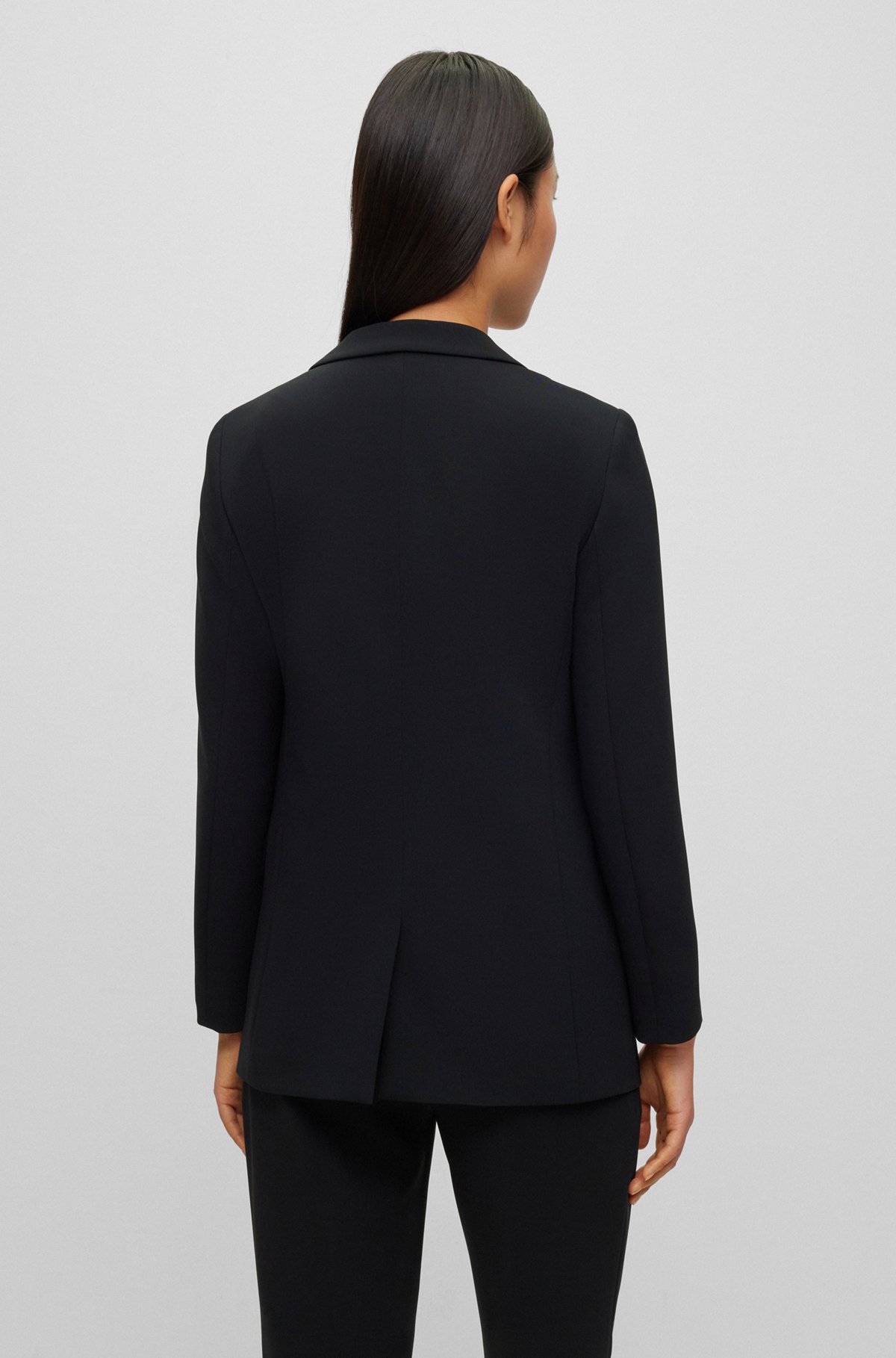 Relaxed-fit jacket in crease-resistant Japanese crepe, Black