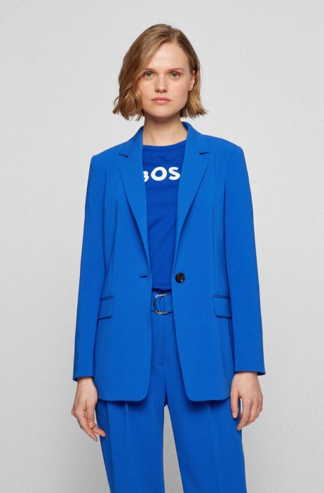BOSS - Relaxed-fit jacket in crease-resistant Japanese crepe
