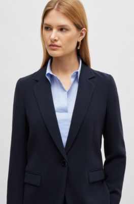Veste droite Regular Fit en cr&ecirc;pe japonais, Bleu fonc&eacute;