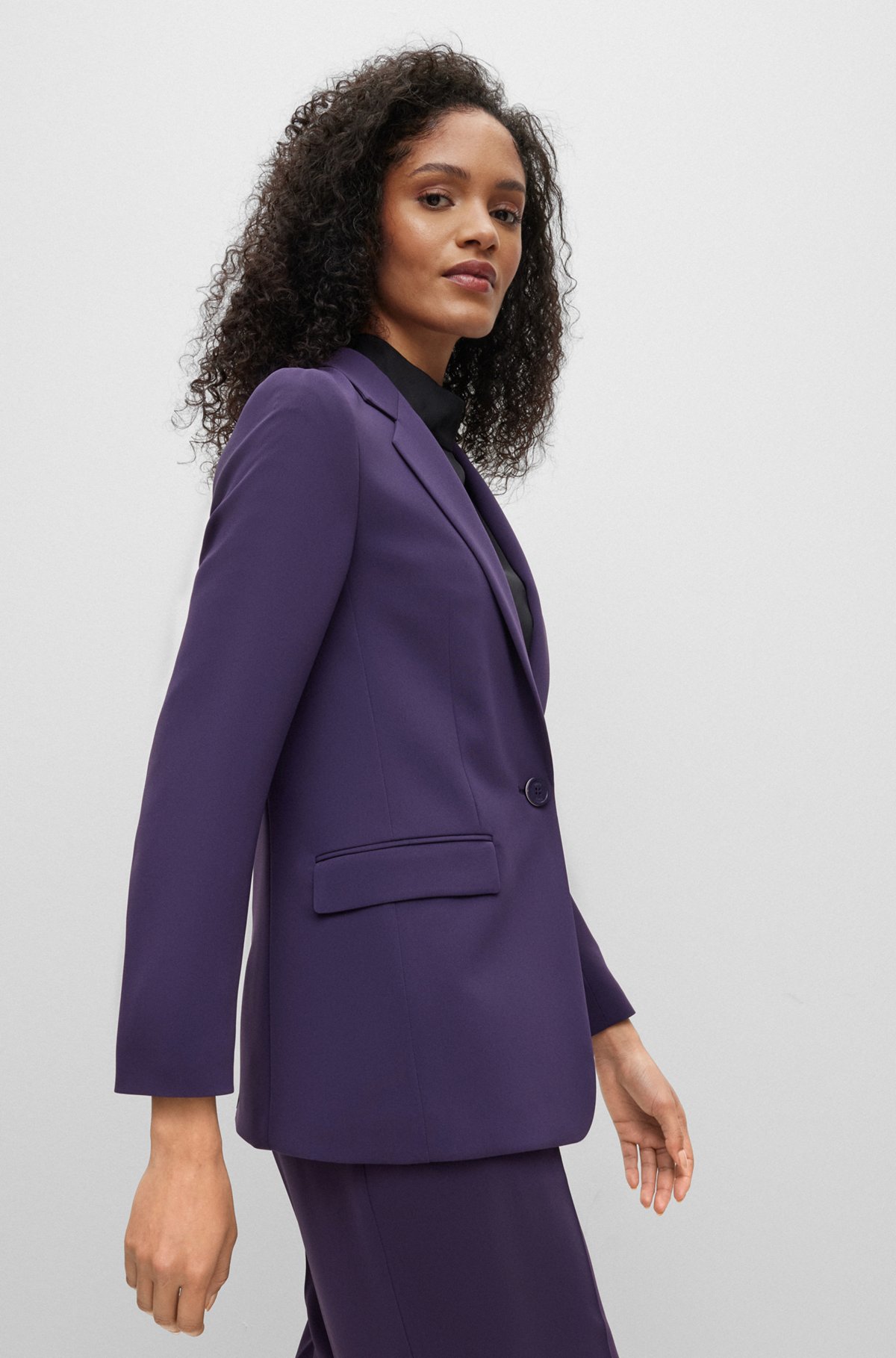 Relaxed-fit jacket in crease-resistant Japanese crepe, Dark Purple