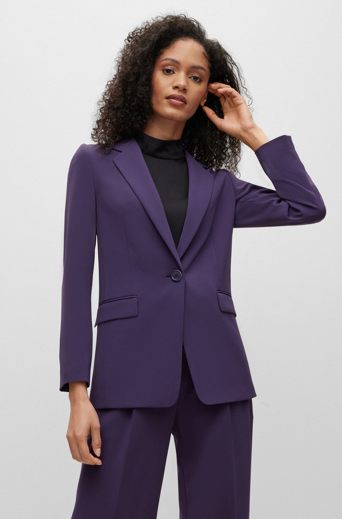 Relaxed-fit jacket in crease-resistant Japanese crepe, Dark Purple