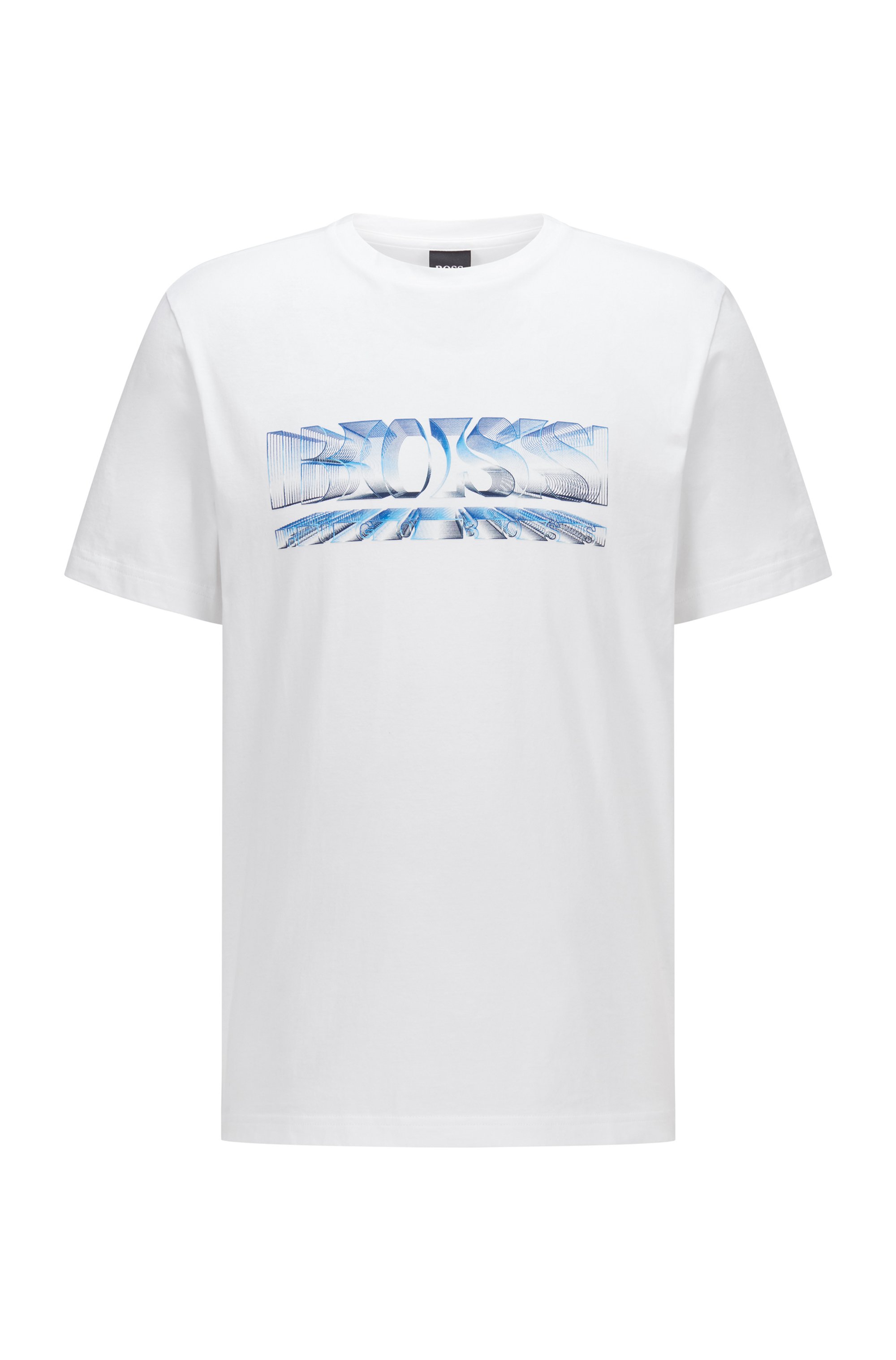 Camiseta regular fit con logo estampado dinámico, Blanco