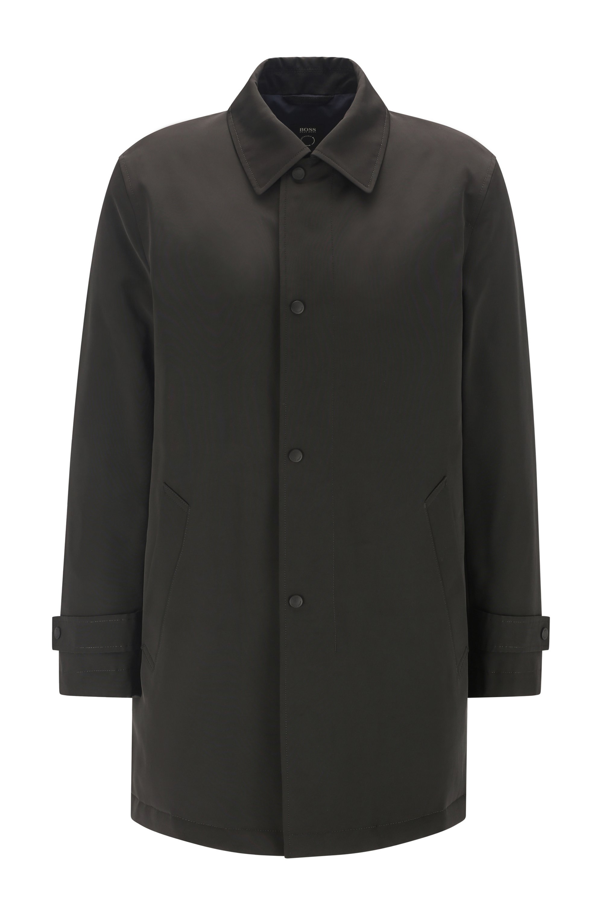 Water-repellent coat in recycled fabric, Black