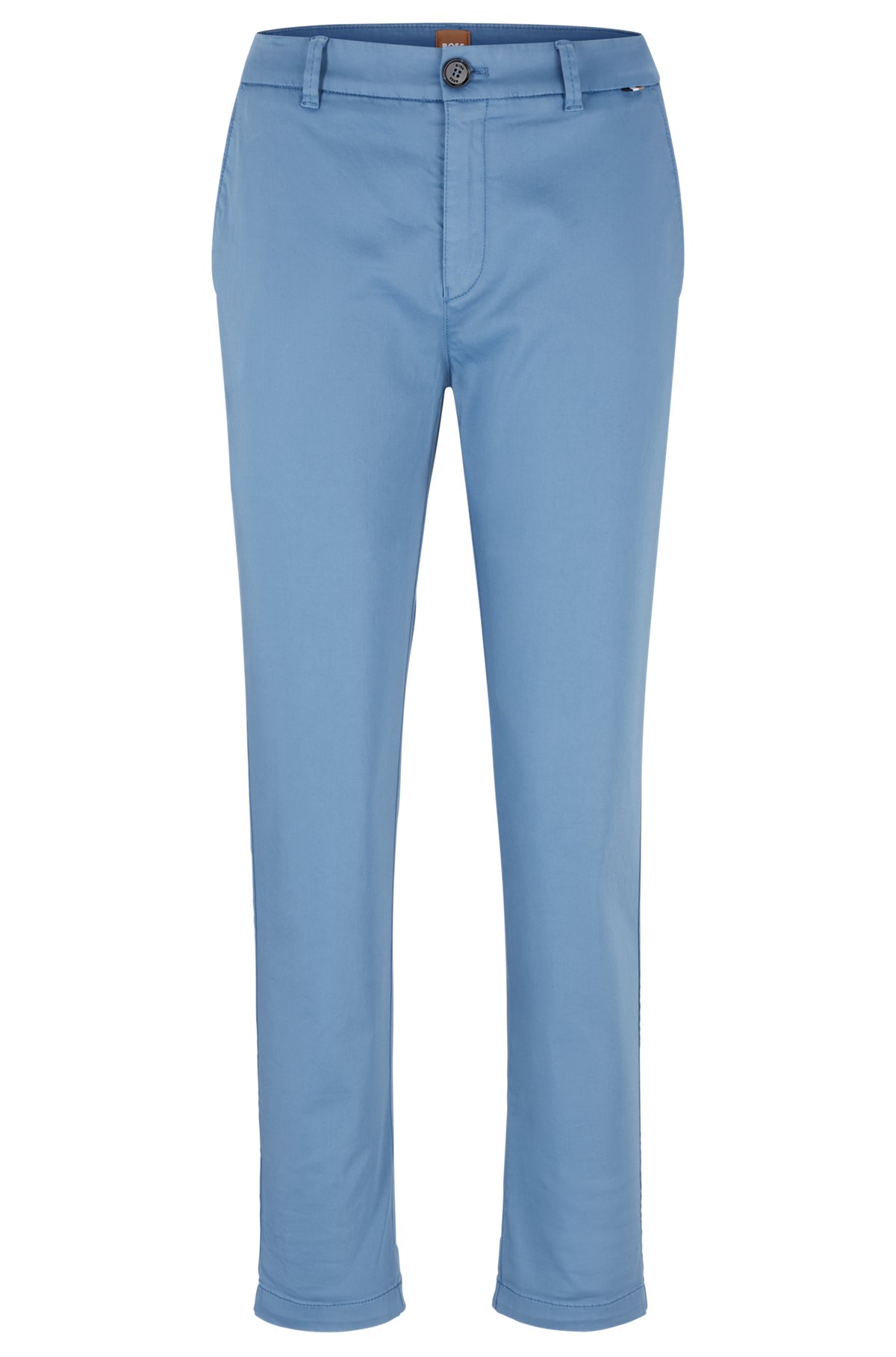 Regular-fit chinos in organic cotton with stretch, Light Blue