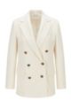 Double-breasted relaxed-fit jacket with monogram buttons, White