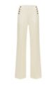 Wide-leg regular-fit trousers with gold-tone buttons, White