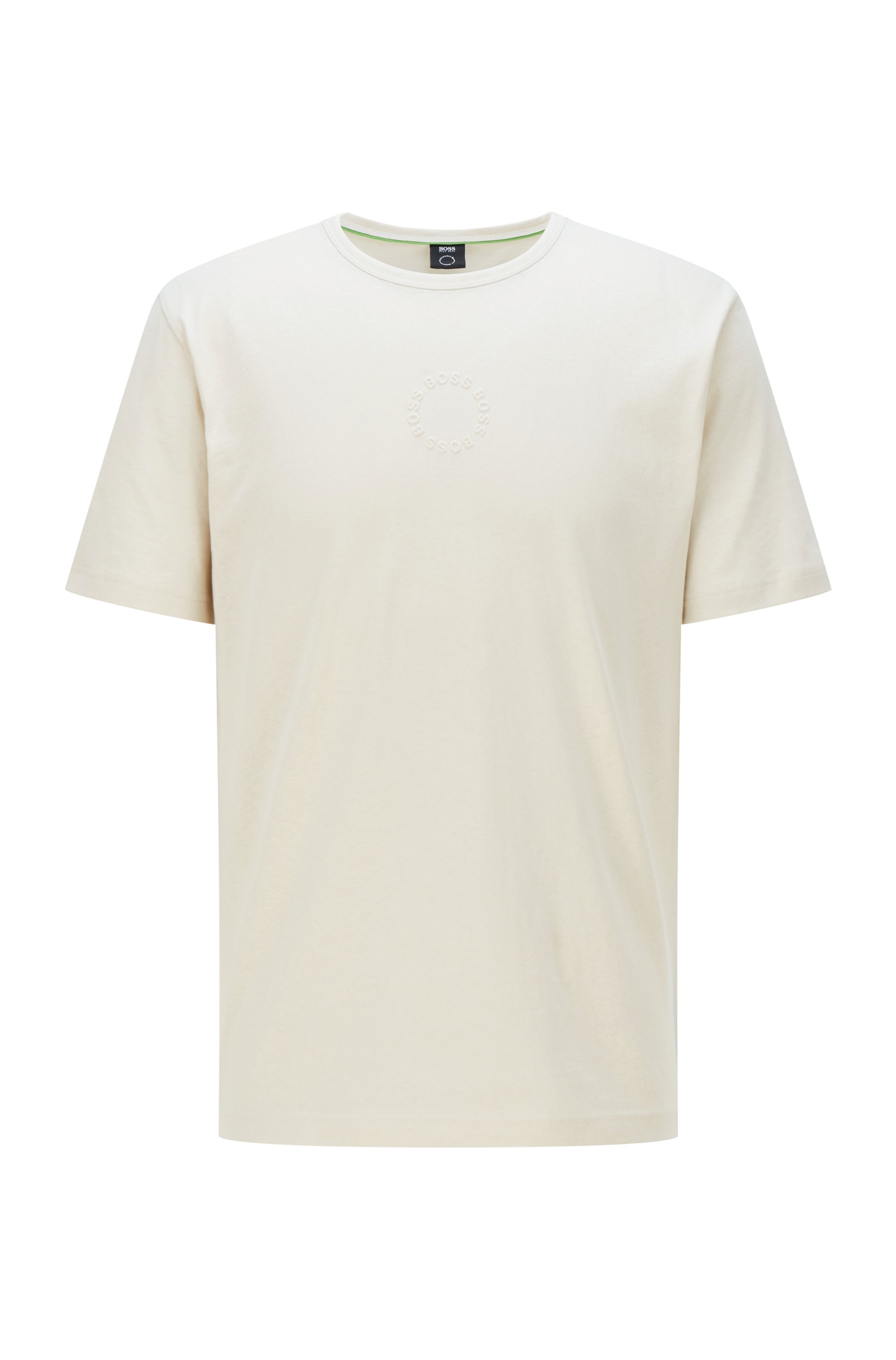 T-shirt Slim Fit en coton biologique à logos circulaires, Blanc
