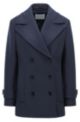Double-breasted pea coat in a wool blend, Dark Blue