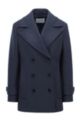 Double-breasted pea coat in a wool blend, Light Blue