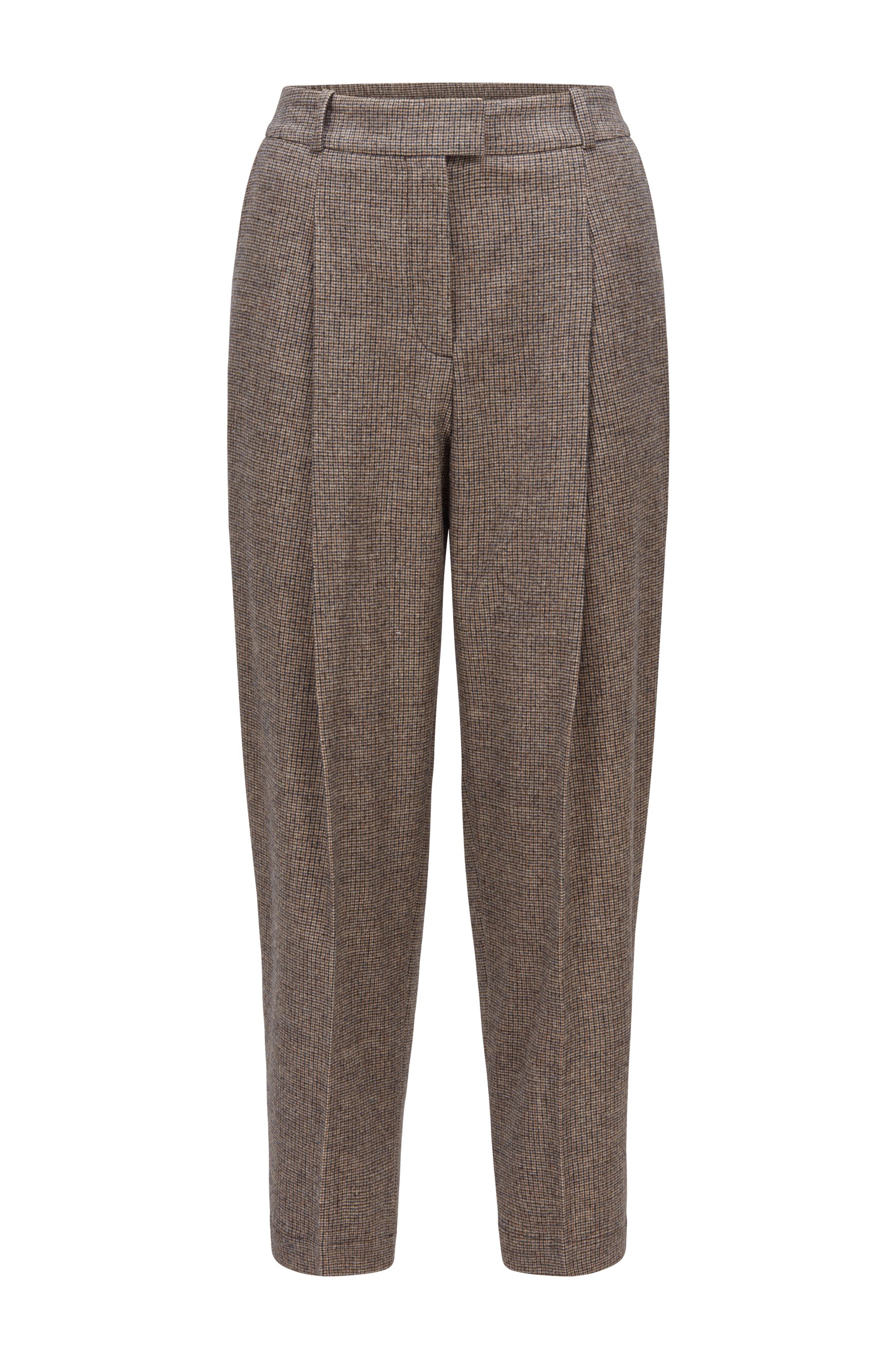 Relaxed-fit trousers in houndstooth cloth with cropped length, Patterned