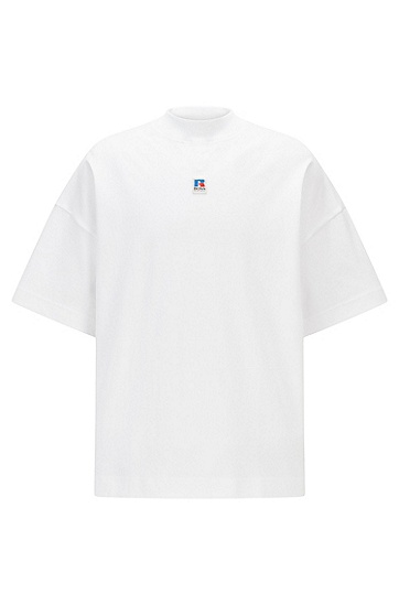 RUSSELL联名徽标图案装饰宽松版型中性T 恤,  100_White