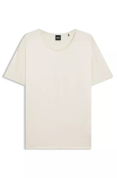 Regular-fit T-shirt with stretch-silk front