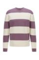 Relaxed-fit sweater in mercerised cotton with block stripes, Purple