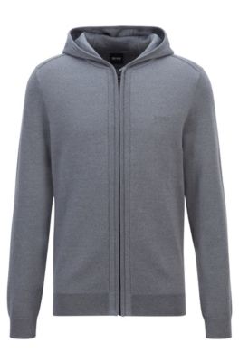 Merino-wool hooded sweater with zip 