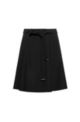 A-line skirt with hardware-tipped belt, Black