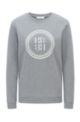 Sweatshirt aus Bio-Baumwolle mit Logo-Artwork, Silber