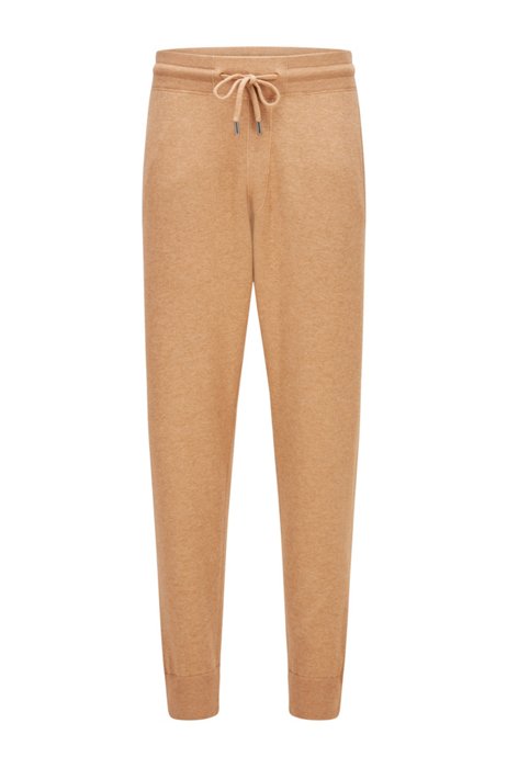 Regular-fit tracksuit bottoms in cotton and virgin wool, Beige