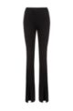 Slim-fit bootcut trousers with front slits, Black