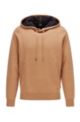 Hooded sweater in cotton and wool with contrast interior, Beige