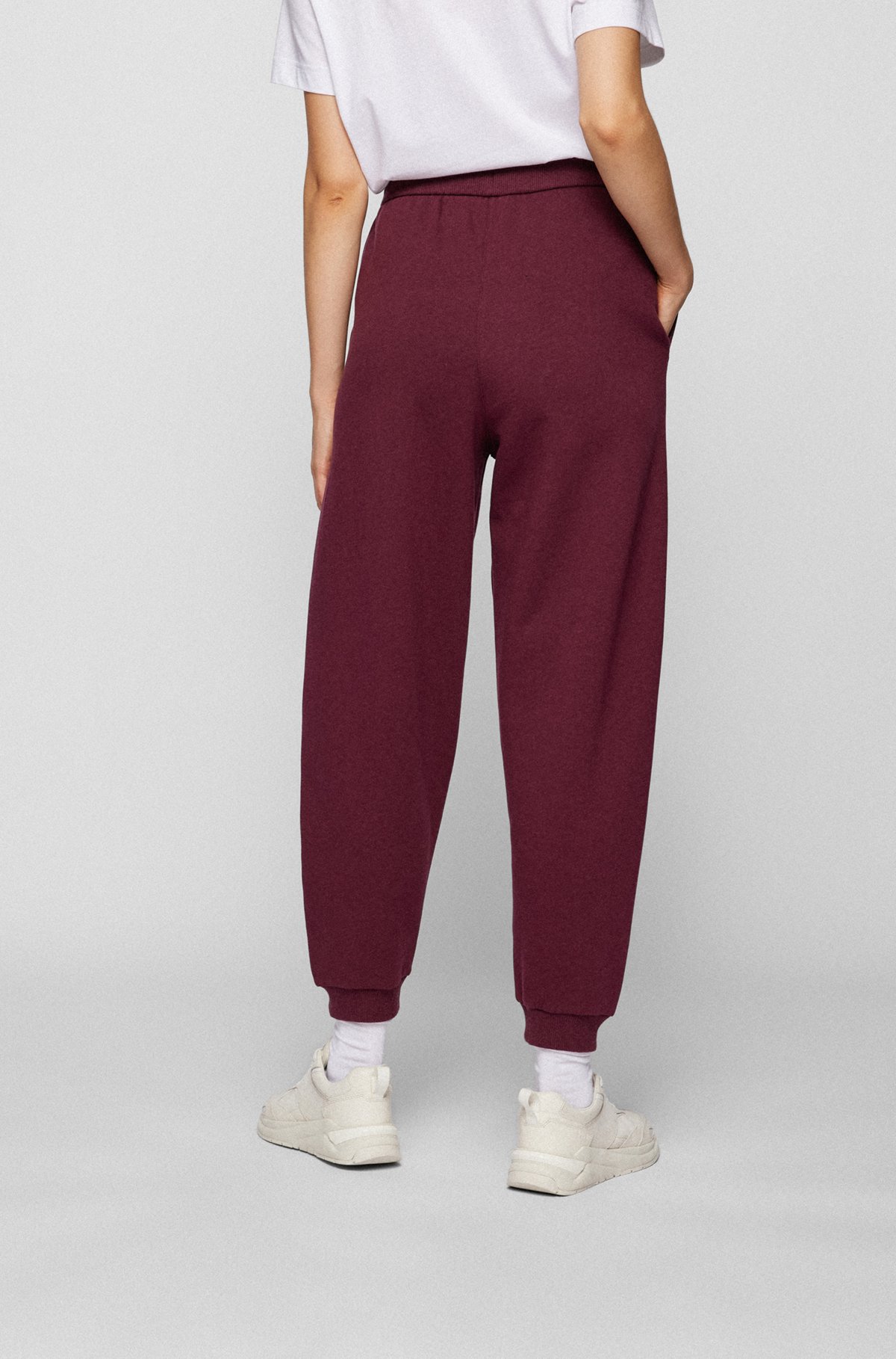 Relaxed-fit tracksuit bottoms in cotton-blend jersey, Dark Red